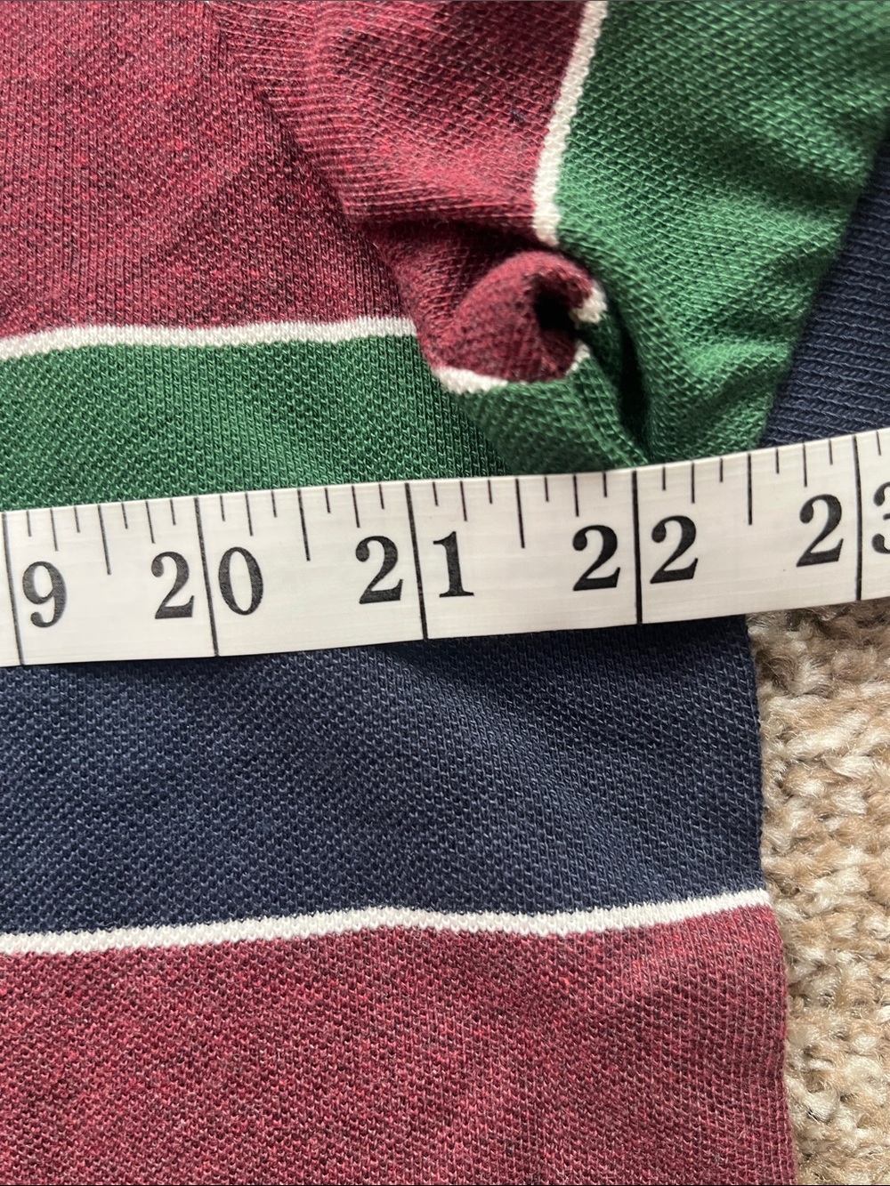 Old Navy Men's Striped Polo - Burgundy, Green & Black - Picture 5 of 8